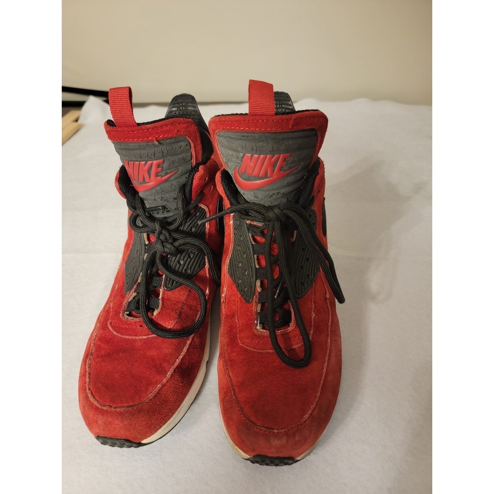 Nike Air Max 90 Mid Sneakers Men's Red Black Lace-Up Casual High Top‎ Athletic 8 - Picture 5 of 7